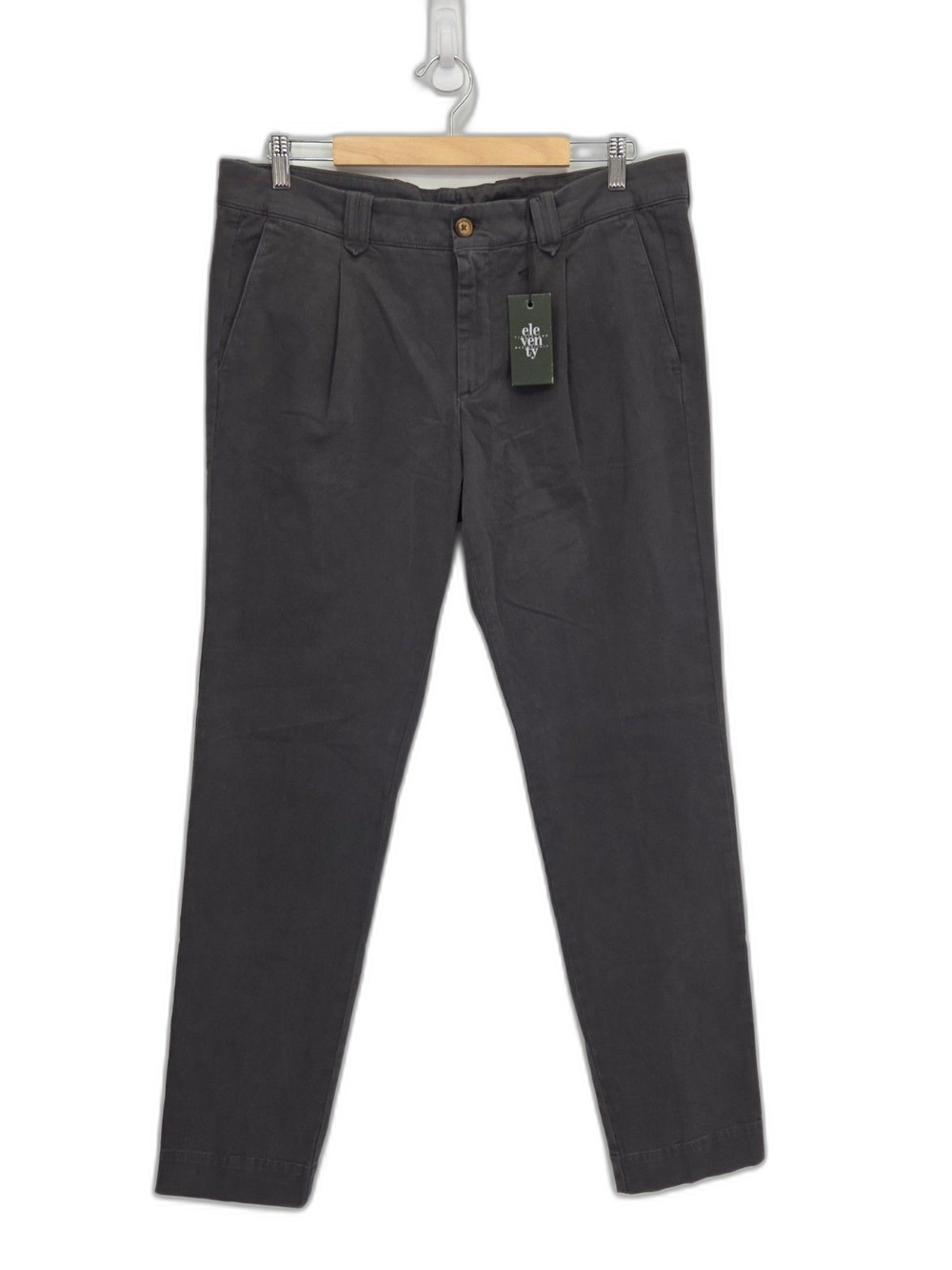 New Eleventy Mens Pences Chino Pants Grayish Blue Cotton Stretch Size US 36x31